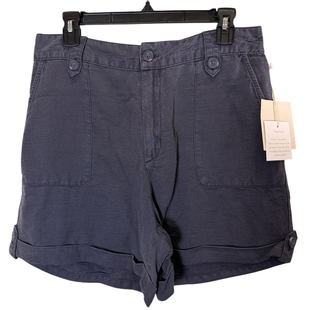 Cynthia Rowley Women’s Slate Blue Normcore Linen Blend Shorts Sz 10